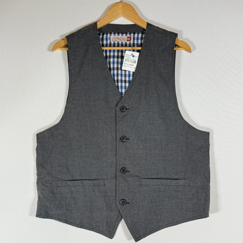 NEW Sovereign Code Men Tom Vest XL Heather Gray Plaid Lined Casual Office Preppy
